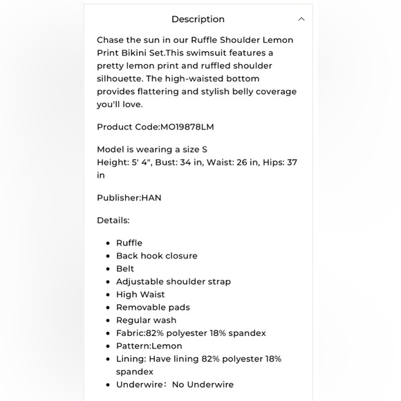 SPORTS SWIMWEAR NWT Lemon Bikini size L - Picture 5 of 5